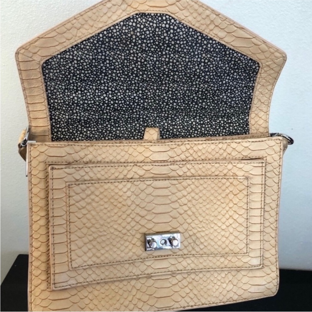 Loeffler Randall Nude Beige Python Embossed Satch… - image 5